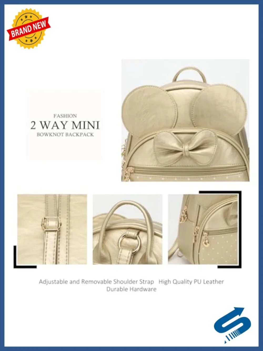 Cute Mini Backpack Bowknot Polka Dot Daypack Convertible Shoulder Bag for Women